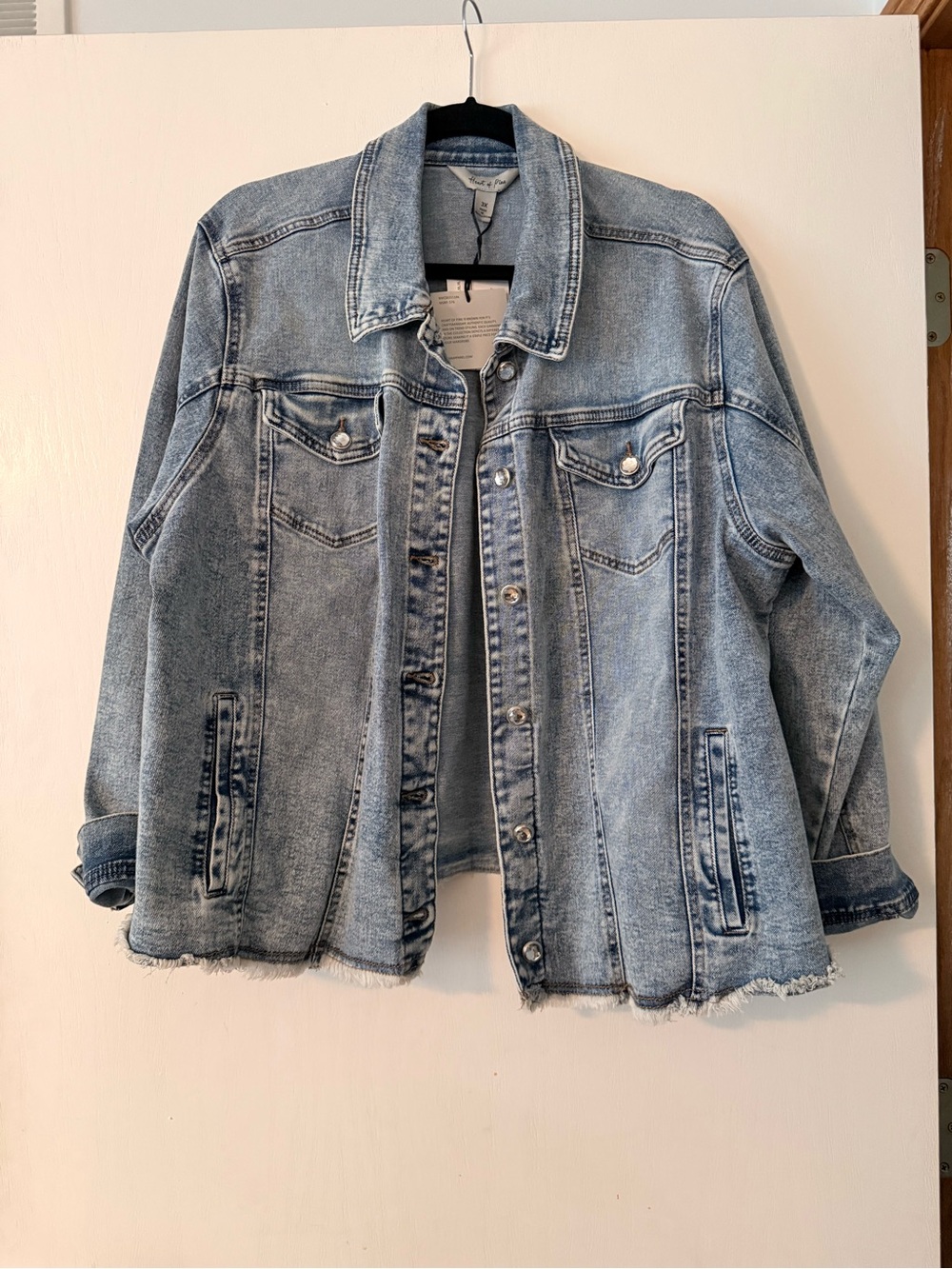 Classic Light Blue Denim Jacket with Bling Buttons